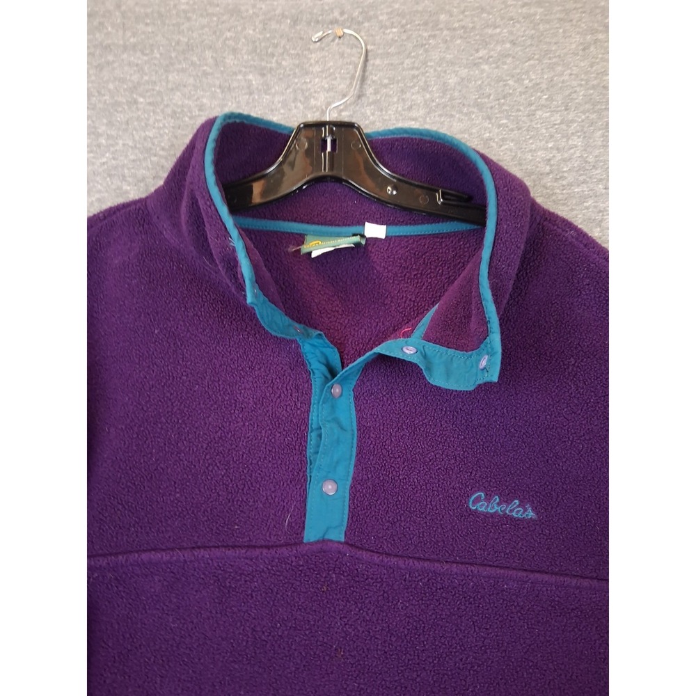 VTG Cabelas Mens Jacket 3XL Purple Fleece Snap Pullover Retro USA Gorp Outdoor